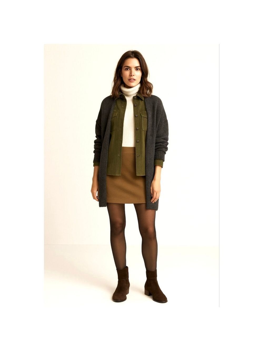 Marc O'Polo Organic Cotton Jersey Mini Skirt Earthy Moss Brown-Green NWT L